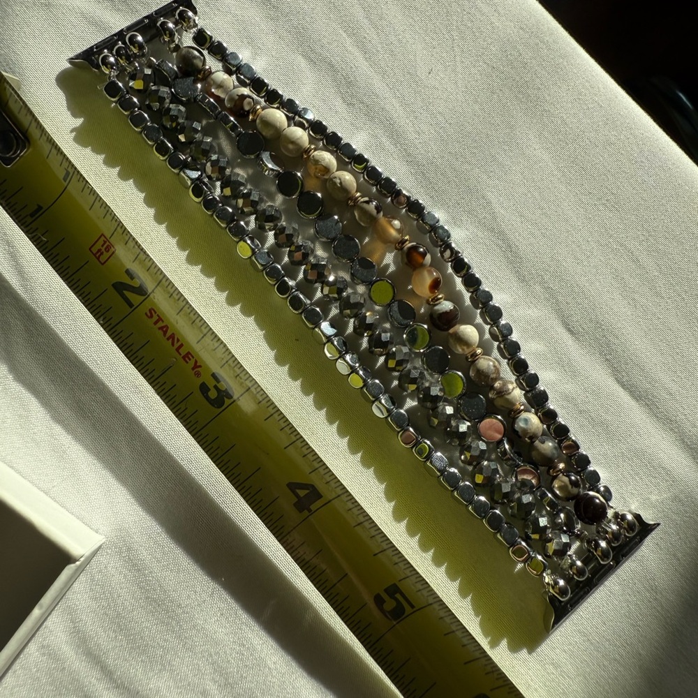 Chic Beaded Apple Watch band with Earthy Tones